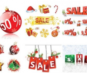 Christmas sales discount decorative elements vector