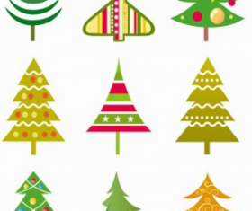 Cute christmas tree icons material