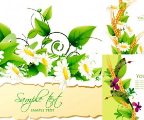 Flowers with green leaves background vector
