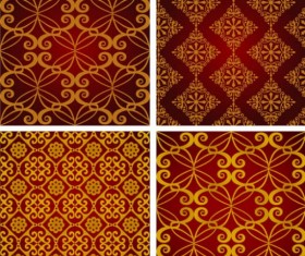 Ornate damask golden pattern vector