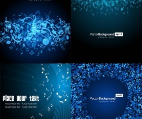 Blue music note backgrounds set vector