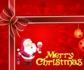 Merry Christmas card red vector set