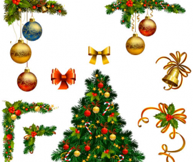 Christmas tree with baubles and beer set vector
