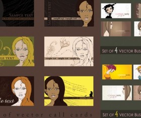 Female cartoon Portrait card vector