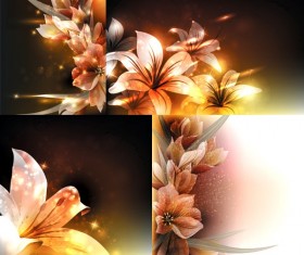 Fantasy flower beautiful background set vector