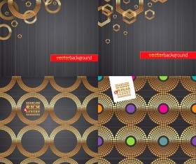 Golden circle background vector set