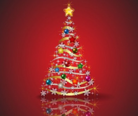 Christmas Tree and red background