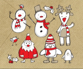 Christmas characters hand drawn graphic vector