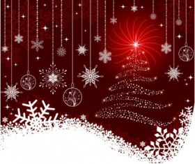 Christmas baubles with snowflake and xmas tree vector