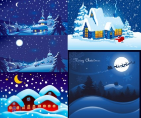 Christmas night winter snow vector