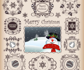 Christmas frames with cards vector set