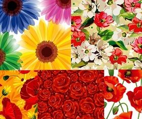 Fashion hand-painted flowers background vector material