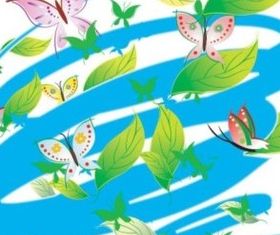 butterfly and leaves vector