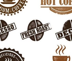 Grunge Coffee Labels vectors graphic