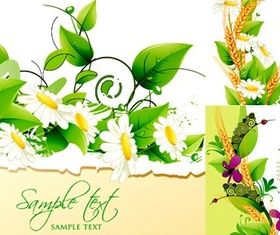Flowers with green background vector