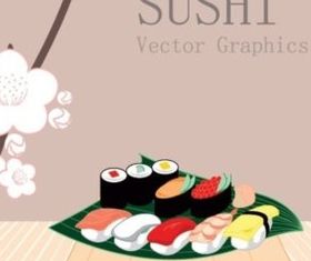 Japanese style Sushi design vectors material