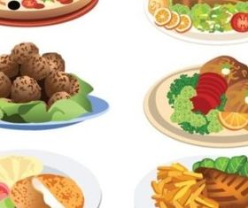 Different Western-style food elements vector