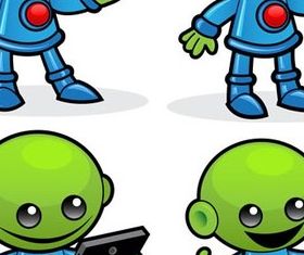 Cute Aliens free vector set