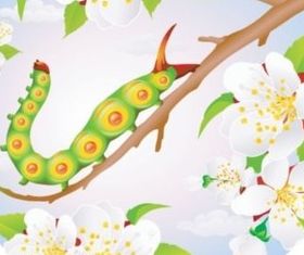 caterpillar and flower interesting vector graphics
