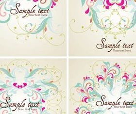 Vintage Floral Cards vector material