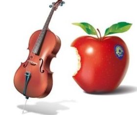 Red apple and violin vector