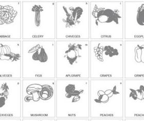 fruits and vegetables silhouette vector