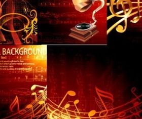 golden years music design elements background vector