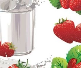 Strawberry with milk vector