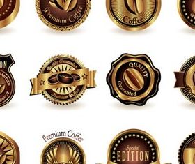Golden Coffee labels vector