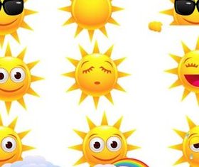 Shiny Cartoon Suns vector