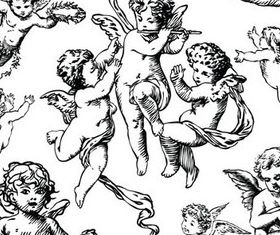 Hand drawn cute Angels set vector