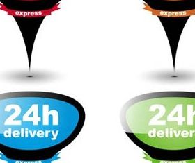Shiny 24h Delivery labels design vector