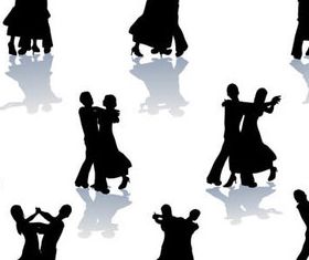 Set Dancing couples silhouette vector