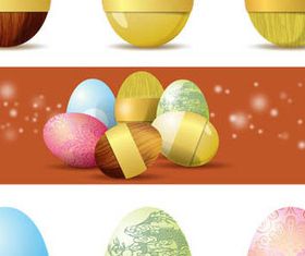 Floral with wooden Easter Eggs vector