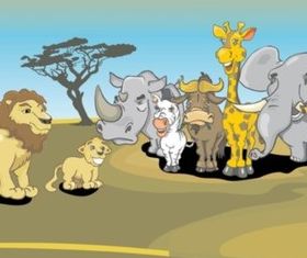 African Animals Cartoon design vector