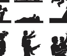 Family People Silhouette vector