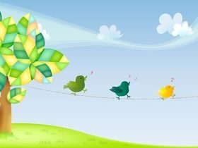 Tree and Birds vectors graphic