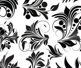 Black Floral Ornaments Elements 1 vector