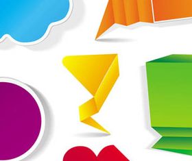 Colored Origami Cloud 1 set vector