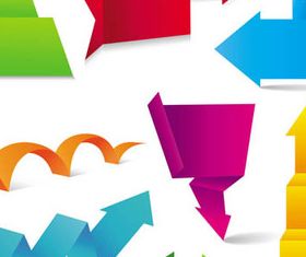 Colored Origami Cloud 2 set vector