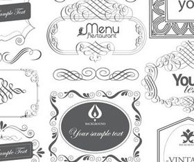 Black Labels with ornaments 1 vector