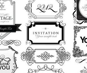 Black Labels with ornaments 2 vector