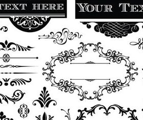 Black Labels with ornaments 3 vector