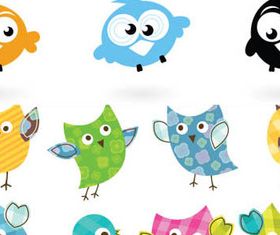 Cute Color cartoon Birds vectors graphic