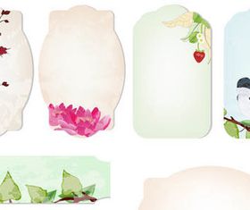 Colored flower Labels vector set