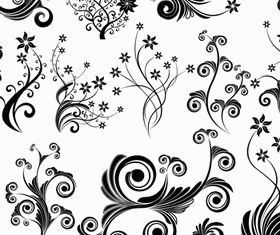 Black Swirl Floral Ornaments 1 vector