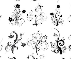 Black Swirl Floral Ornaments 2 vector