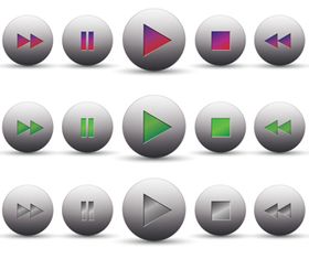 MediPlayer Buttons icons 2 vectors graphic