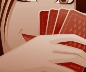 Playing cards and women vector graphics