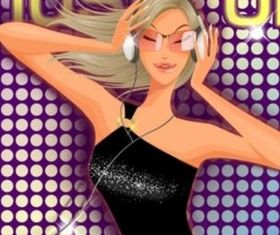 Musical dynamic fashion girl design vectors